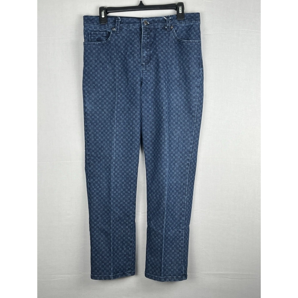 Gloria‎ Vanderbilt Womens Jeans Size 12 Petite Blue Straight Leg Print